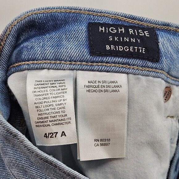 Lucky Brand Bridgette High Rise Skinny Jeans Size 4/27 Distressed Button Fly - Picture 6 of 11